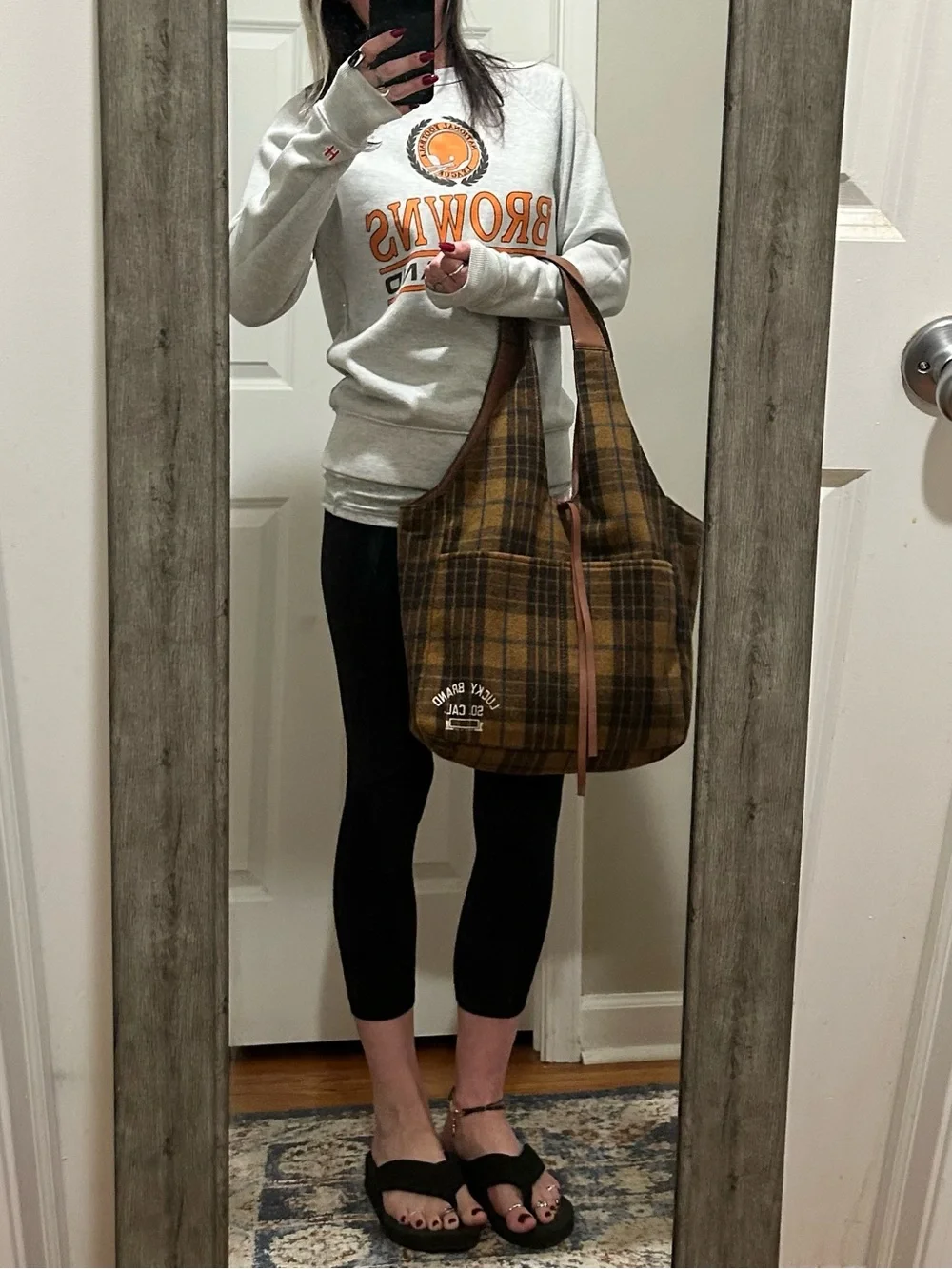 EUC 🍀 Lucky Brand Rhyn Wool Plaid Varsity Hobo Bag